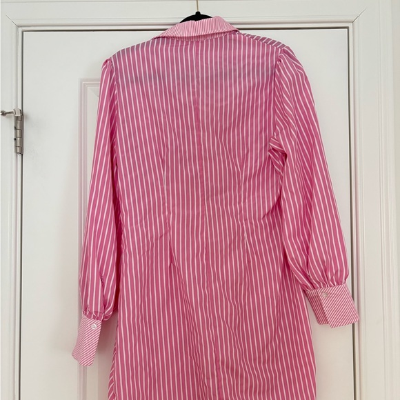Pink & White Striped Button-Up Shirt Dress - Picture 7 of 9
